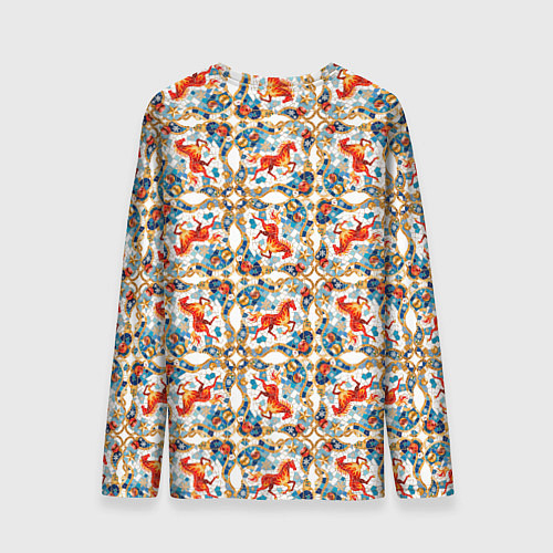 Мужской лонгслив Орнамент с лошадью - символом Нового 2026 года / 3D-принт – фото 2