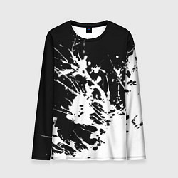 Лонгслив мужской Взрывная белая краска на чёрном, цвет: 3D-принт