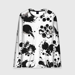 Мужской лонгслив Чёрно-белые кляксы - абстракция