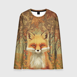 Лонгслив мужской Лисенок в осеннем лесу, цвет: 3D-принт