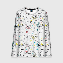Лонгслив мужской Паттерн с черепами и геометрическими фигурами на Х, цвет: 3D-принт