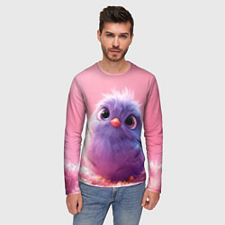 Лонгслив мужской Милая фиолетовая птичка, цвет: 3D-принт — фото 2