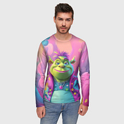 Лонгслив мужской Шрек с фиолетовыми волосами, цвет: 3D-принт — фото 2