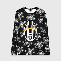 Лонгслив мужской Ювентус снежинки белые, цвет: 3D-принт