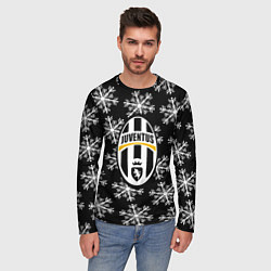 Лонгслив мужской Ювентус снежинки белые, цвет: 3D-принт — фото 2