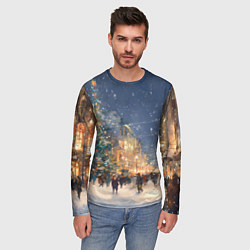 Лонгслив мужской Новый год в Москве новогодняя елка, цвет: 3D-принт — фото 2