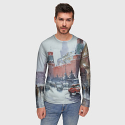 Лонгслив мужской Старинная Москва - новый год, цвет: 3D-принт — фото 2