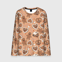 Мужской лонгслив Паттерн с новогодним печеньем