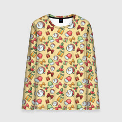 Лонгслив мужской Новогодний паттерн, цвет: 3D-принт