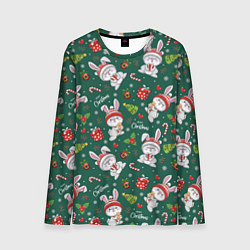 Мужской лонгслив Новогодние зайчики