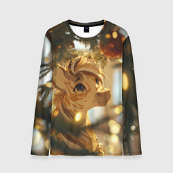 Мужской лонгслив Лошадка любуется елочным шаром