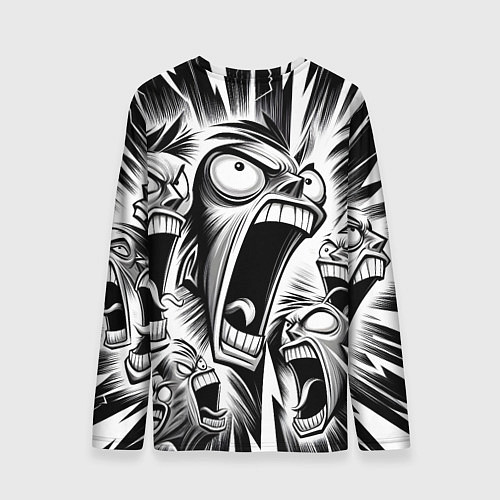 Мужской лонгслив Орущие рожицы и чёрные молнии - нейроарт / 3D-принт – фото 2