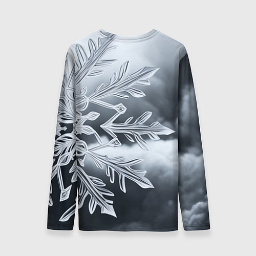 Мужской лонгслив Снежинка на черно белое / 3D-принт – фото 2