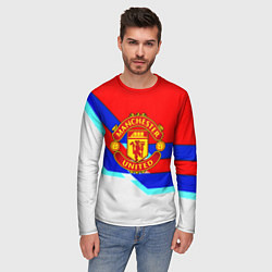 Лонгслив мужской Манчестер Юнайтед полосы геометрия, цвет: 3D-принт — фото 2