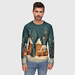 Лонгслив мужской Сказочный Новогодний городок, цвет: 3D-принт — фото 2