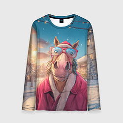 Мужской лонгслив Удивленная лошадь в очках