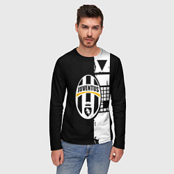 Лонгслив мужской Ювентус геометрия белая, цвет: 3D-принт — фото 2