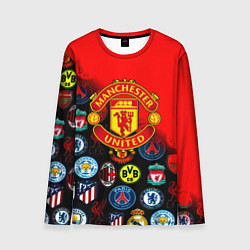 Лонгслив мужской Манчестер Юнайтед логотипы команд, цвет: 3D-принт