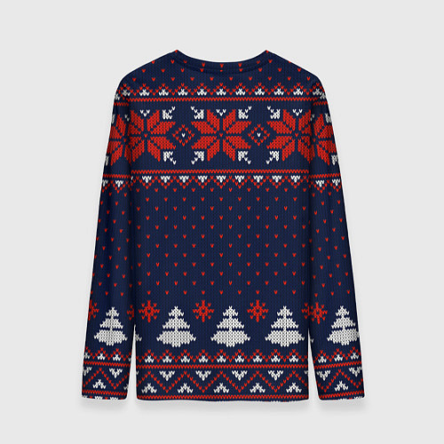 Мужской лонгслив Новогодний вязаный узор / 3D-принт – фото 2