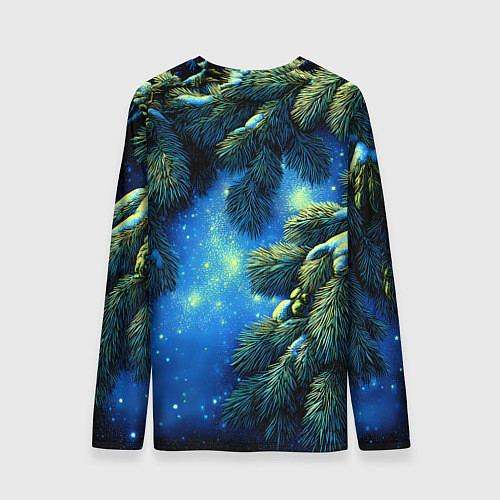 Мужской лонгслив Новогодние ветки елки / 3D-принт – фото 2