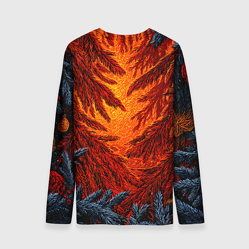 Мужской лонгслив Новогодние ветки елок / 3D-принт – фото 2
