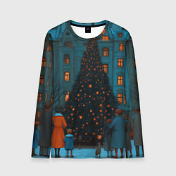 Лонгслив мужской Люди встречают новый год во дворе, цвет: 3D-принт