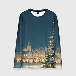 Мужской лонгслив Новогодняя атмосфера в городе