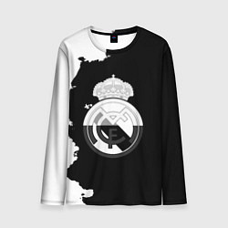 Лонгслив мужской Реал Мадрид черно белые краски, цвет: 3D-принт