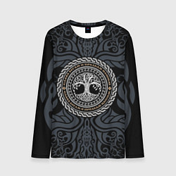Лонгслив мужской Древо жизни в орнаменте - слава богам и предкам, цвет: 3D-принт