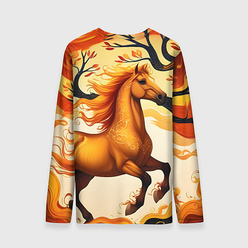 Мужской лонгслив Огненная лошадь в движении / 3D-принт – фото 2