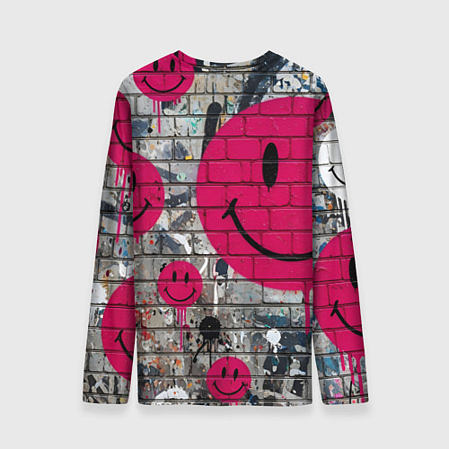 Мужской лонгслив Розовые смайлы граффити / 3D-принт – фото 2