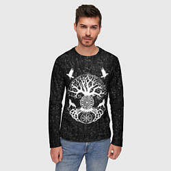 Лонгслив мужской Волки и вороны Одина и древо мира, цвет: 3D-принт — фото 2