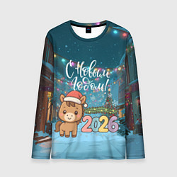 Мужской лонгслив Новогодняя лошадка 2026 год