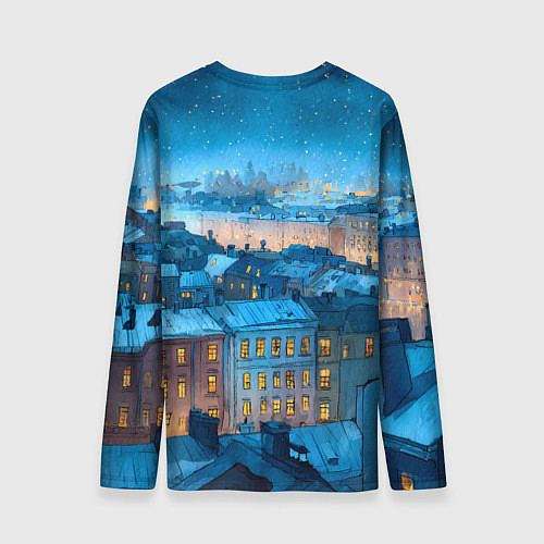 Мужской лонгслив Крыши зимнего Питера / 3D-принт – фото 2
