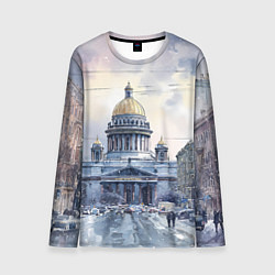 Лонгслив мужской Санкт-Петербург зимний город, цвет: 3D-принт