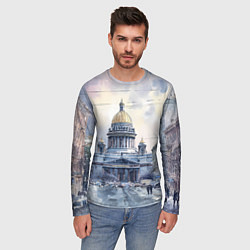 Лонгслив мужской Санкт-Петербург зимний город, цвет: 3D-принт — фото 2