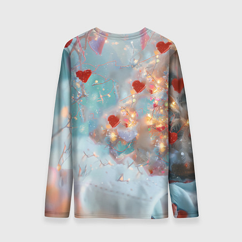 Мужской лонгслив Рыжий новогодний котенок с сердечком / 3D-принт – фото 2