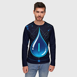 Лонгслив мужской Киберкапля группа крови I, цвет: 3D-принт — фото 2