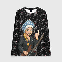 Мужской лонгслив Снегурочка с гитарой - Рок