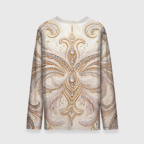 Мужской лонгслив Перламутровый орнамент с перьями / 3D-принт – фото 2