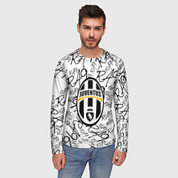 Лонгслив мужской Ювентус надписи текстура, цвет: 3D-принт — фото 2