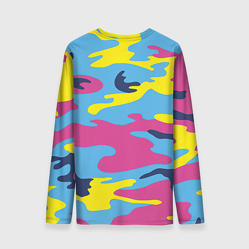 Мужской лонгслив Камуфляж: голубой/розовый/желтый / 3D-принт – фото 2