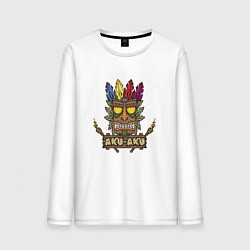 Лонгслив хлопковый мужской Aku-Aku (Crash Bandicoot), цвет: белый