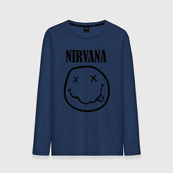 Лонгслив хлопковый мужской Nirvana, цвет: тёмно-синий