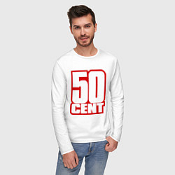 Лонгслив хлопковый мужской 50 cent, цвет: белый — фото 2