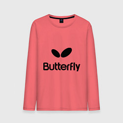 Лонгслив хлопковый мужской Butterfly Logo, цвет: коралловый
