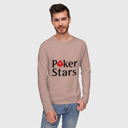 Лонгслив хлопковый мужской Poker Stars, цвет: пыльно-розовый — фото 2