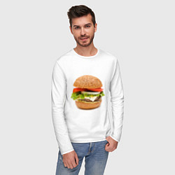 Лонгслив хлопковый мужской Гамбургер, цвет: белый — фото 2