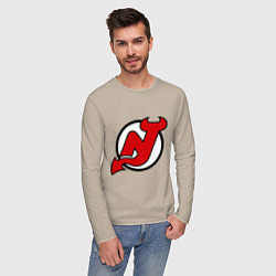 Лонгслив хлопковый мужской New Jersey Devils, цвет: миндальный — фото 2