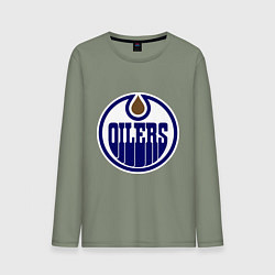 Лонгслив хлопковый мужской Edmonton Oilers, цвет: авокадо